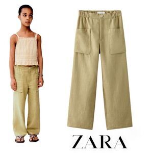 ZARA Kids | Khaki | RAMIE BLEND PANTS WITH POCKETS
